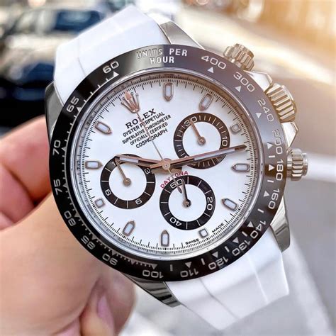 rolex daytona white gold rubber strap review|rolex daytona leather strap price.